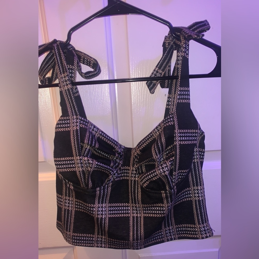 Plaid cropped tank top